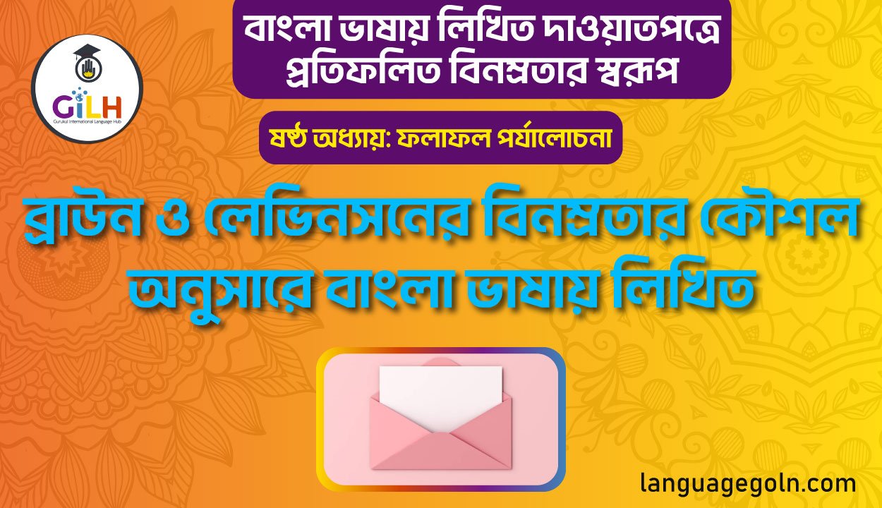 ব্রাউন ও লেভিনসন এর বিনম্রতার কৌশল অনুসারে বাংলা ভাষায় লিখিত দাওয়াতপত্রের বিনম্রতার ফলাফল পর্যালোচনা